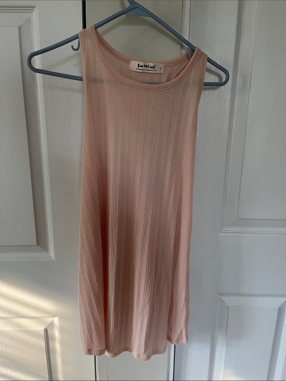 Three Bird Nest Blush Pink Ribbed Tank